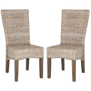 Safavieh Ozias 19''H Wicker Dining Chair-White Washed (Set of 2)