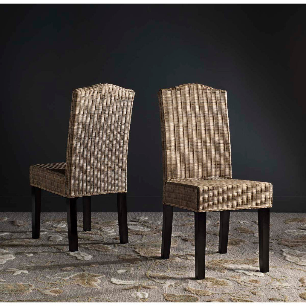 Safavieh Odette 19''H Wicker Dining Chair-Grey (Set of 2)