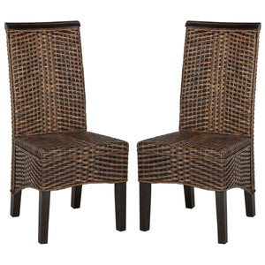 Safavieh Ilya 18''H Wicker Dining Chair-Brown/Multi (Set of 2)