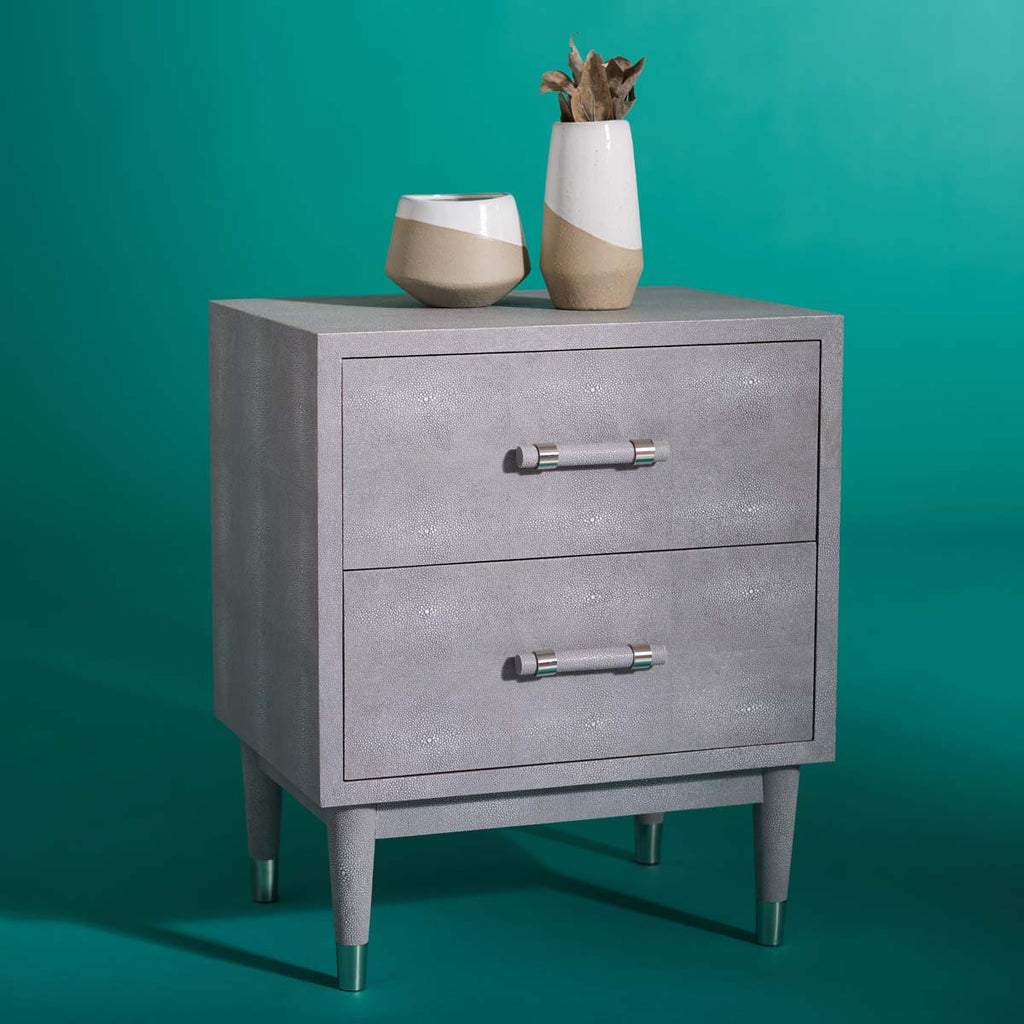 Safavieh Couture Jodie Faux Shagreen Nightstand - Grey / Silver