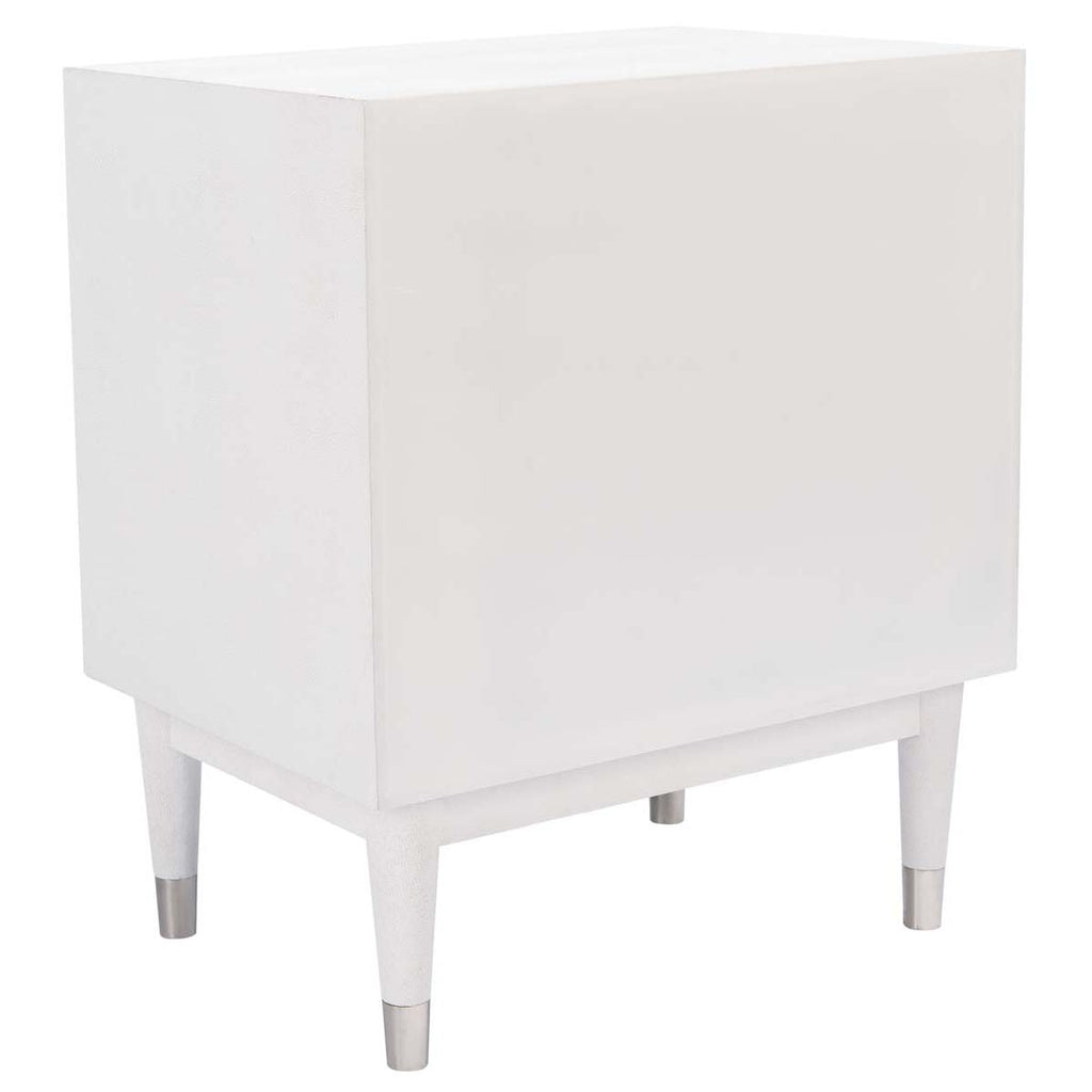 Safavieh Couture Jodie Faux Shagreen Nightstand - Ivory / Silver