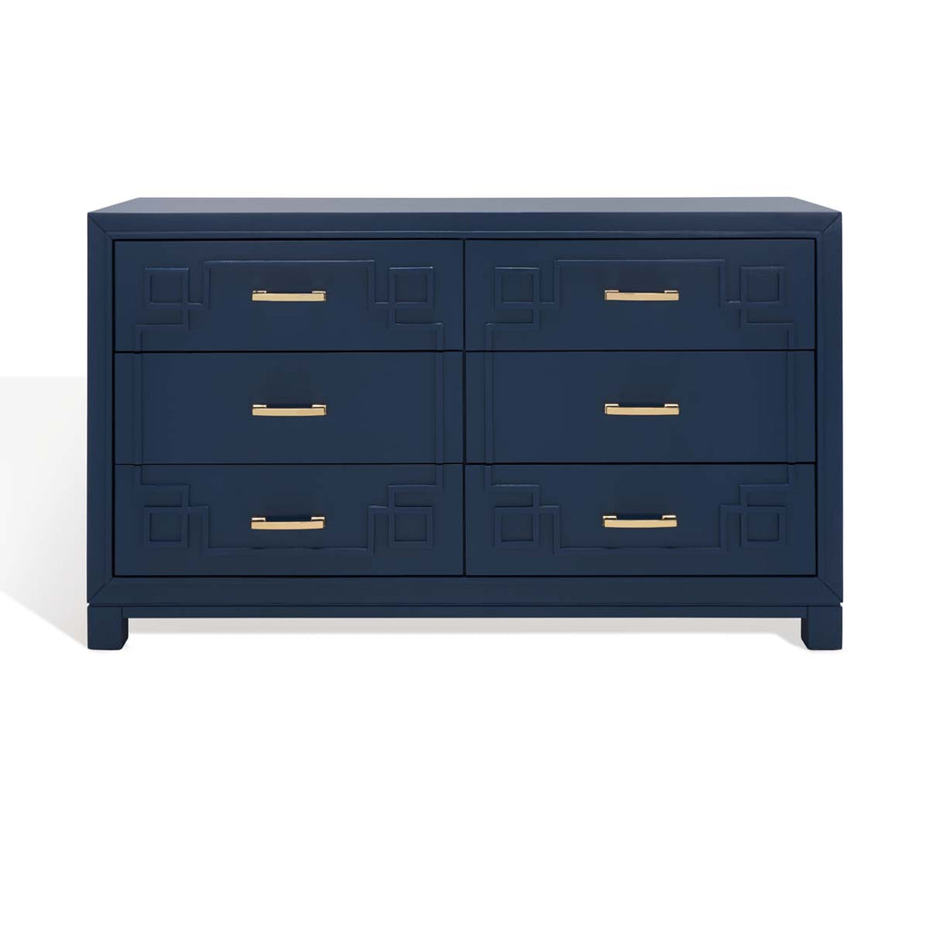 Safavieh Couture Raina 6 Drawer Dresser - Lapis Blue / Gold