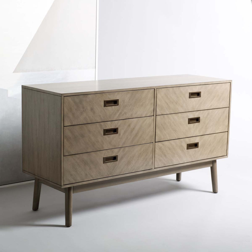 Safavieh Donald 6 Drawer Dresser-Light Grey