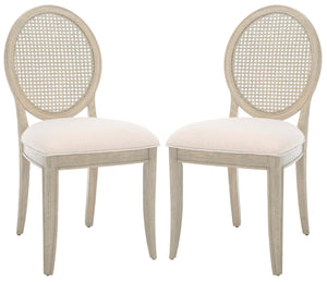 Safavieh Couture Karlee Rattan Back Dining Chair (Set of 2) - Rustic Grey/Beige