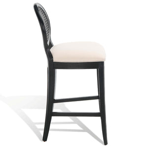 Safavieh Couture Karlee Rattan Back Barstool(Set of 2) - Black/Beige