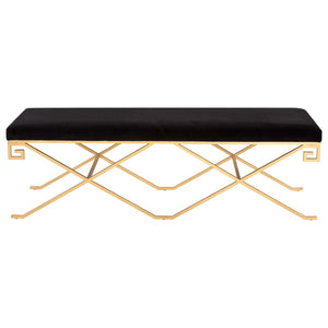 Safavieh Couture Talita Velvet Bench - Black / Gold Leaf