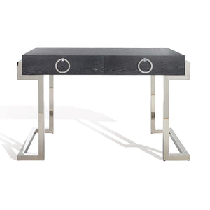 Safavieh Couture Maia 2-Drawer Lacquer Desk - Black Cerused Oak