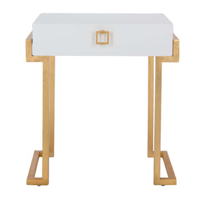 Safavieh Couture Abele Lacquer Side Table - White Lacquer
