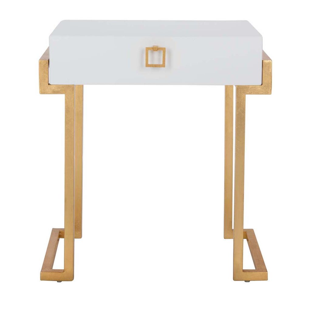 Safavieh Couture Abele Lacquer Side Table White Lacquer