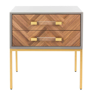 Safavieh Couture Sanford Walnut 2-Drawer Side Table - -