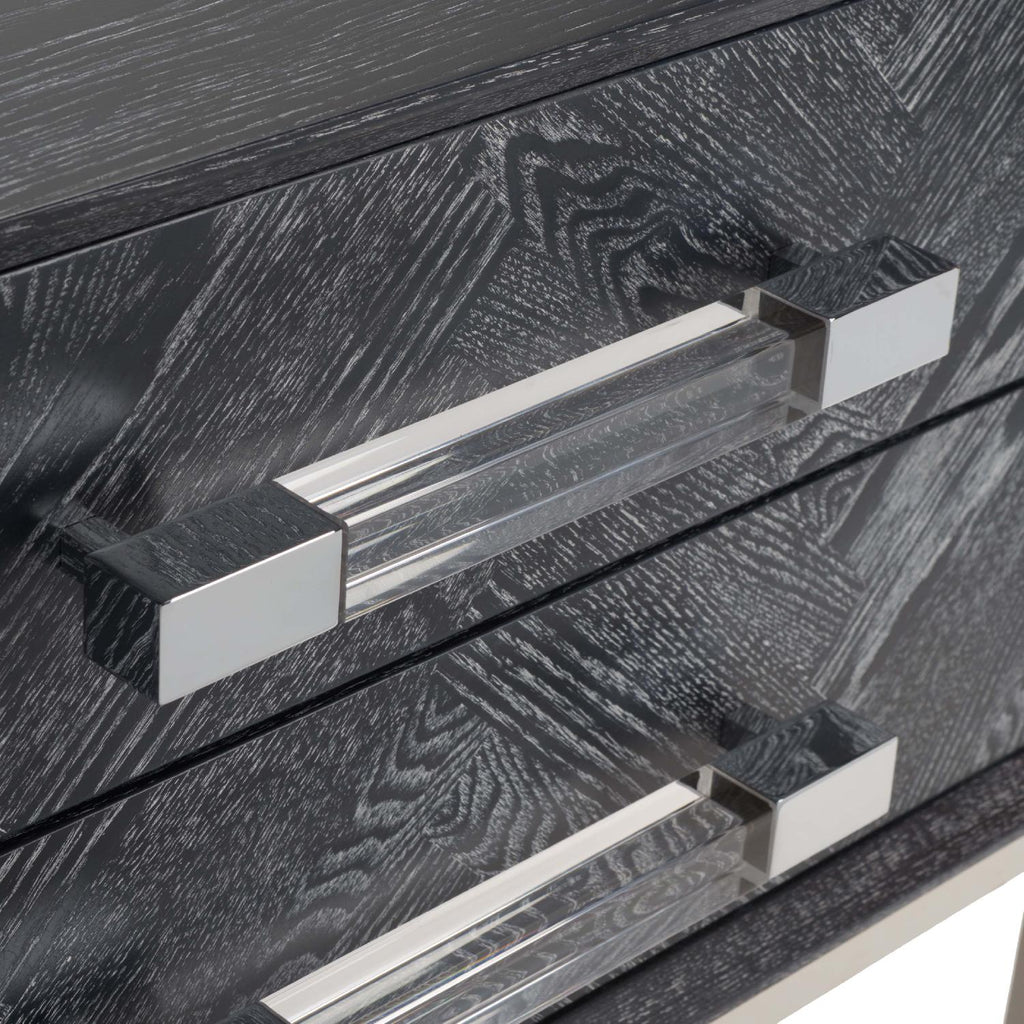 Safavieh Couture Sanford 2-Drawer Side Table - Black Cerused Oak