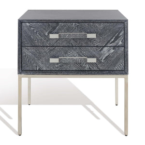 Safavieh Couture Sanford 2-Drawer Side Table - Black Cerused Oak