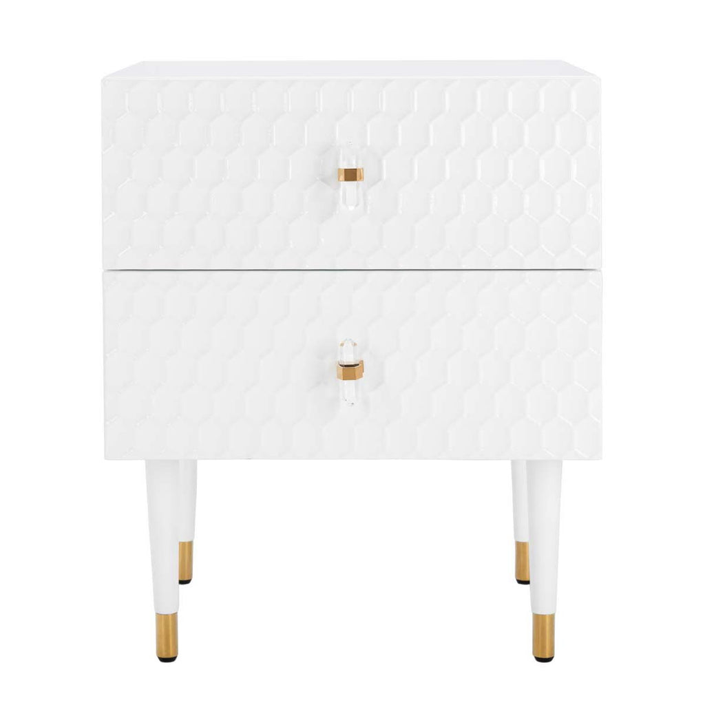Safavieh Couture Neptune 2 Drawer Side Table - White / Gold