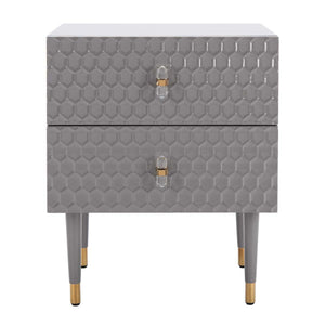 Safavieh Couture Neptune 2 Drawer Side Table - Grey / Gold