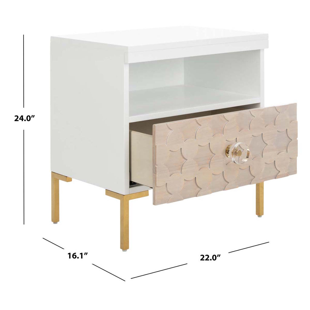 Safavieh Couture Sylvie 1 Drawer Side Table - White / Gold