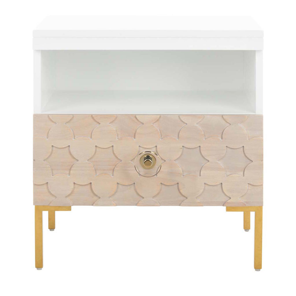 Safavieh Couture Sylvie 1 Drawer Side Table White Gold