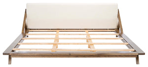 Safavieh Couture Devyn Wood Platform Bed - Light Grey / Beige
