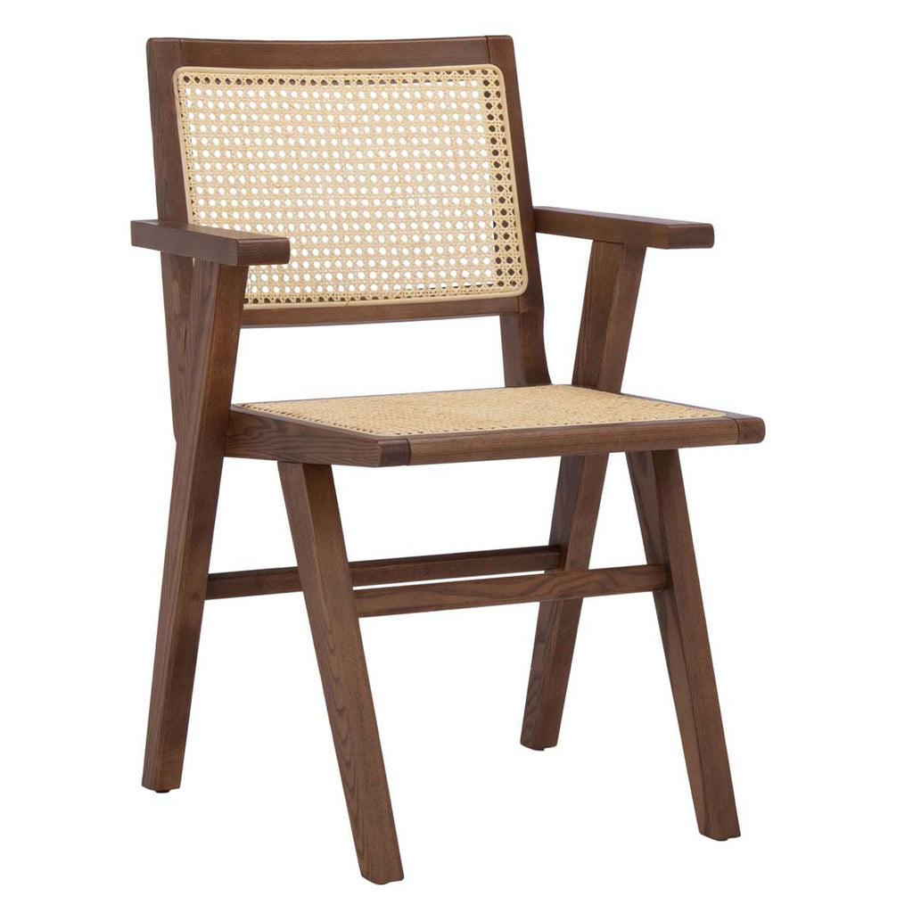 Safavieh Couture Hattie French Cane Arm Chair - Walnut / Natural (Set of 2)