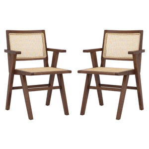 Safavieh Couture Hattie French Cane Arm Chair - Walnut / Natural (Set of 2)