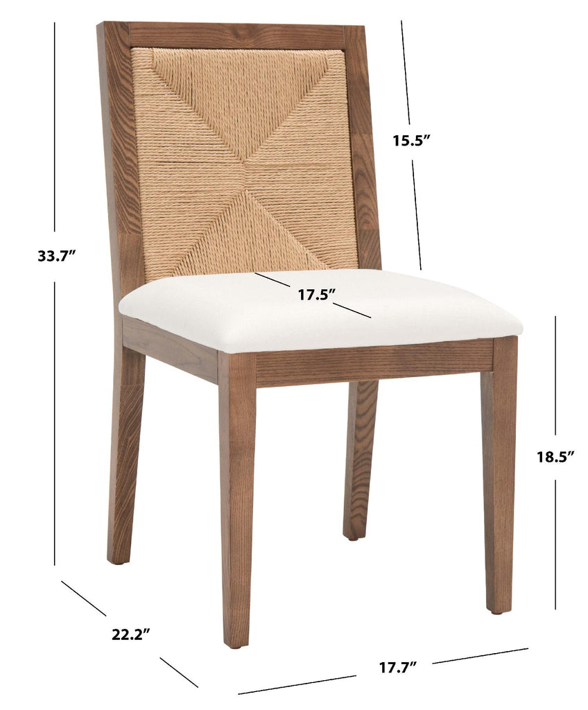 Safavieh Couture Emilio Woven Dining Chair - Walnut / Natural (Set of 2)