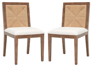 Safavieh Couture Emilio Woven Dining Chair - Walnut / Natural (Set of 2)