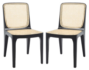 Safavieh Couture Frank Rattan Dining Chair(Set of 2) - Black / Natural