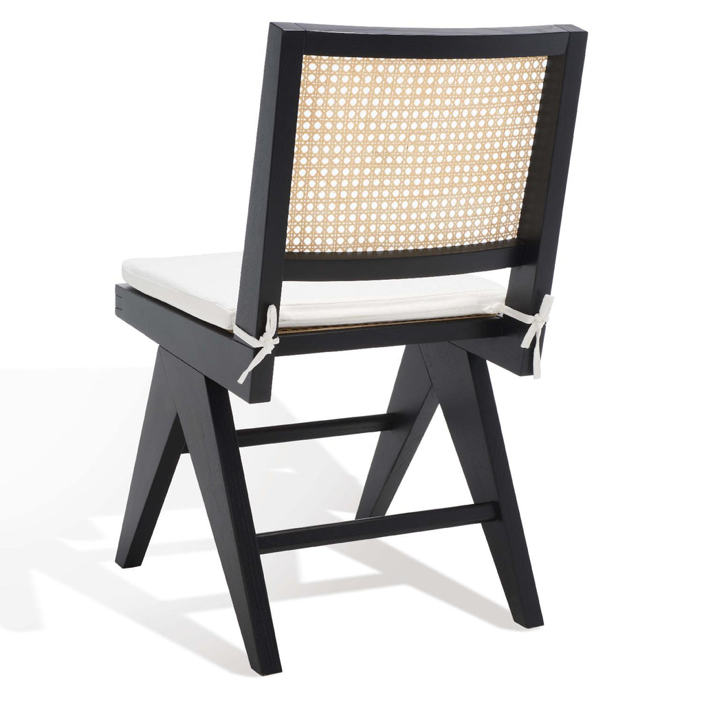 Safavieh Couture Colette Rattan Dining Chair(Set of 2)  - Black / Natural