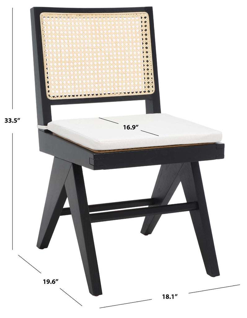 Safavieh Couture Colette Rattan Dining Chair(Set of 2)  - Black / Natural