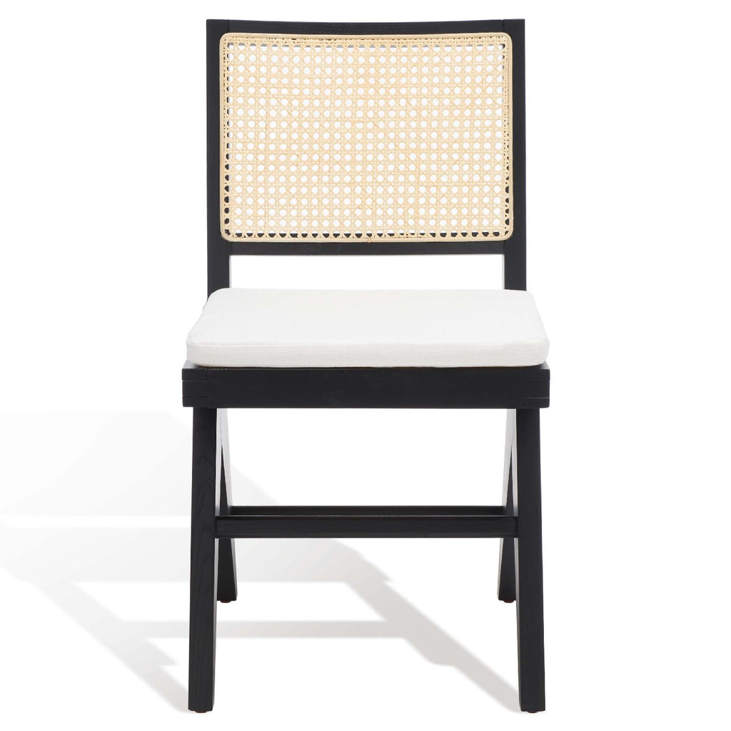 Safavieh Couture Colette Rattan Dining Chair(Set of 2)  - Black / Natural