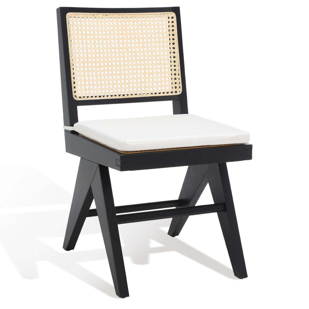 Safavieh Couture Colette Rattan Dining Chair(Set of 2)  - Black / Natural