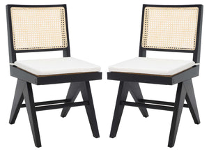 Safavieh Couture Colette Rattan Dining Chair(Set of 2)  - Black / Natural