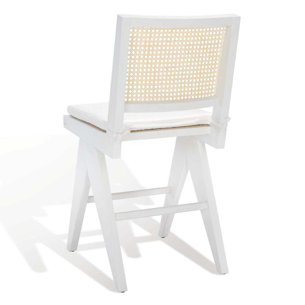 Safavieh Couture Colette Rattan Counter Stool - White / Natural