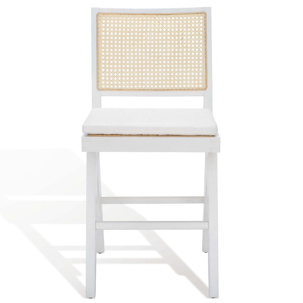 Safavieh Couture Colette Rattan Counter Stool - White / Natural