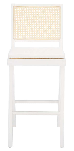 Safavieh Couture Colette Rattan Barstool - White / Natural