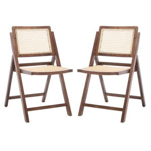 Safavieh Couture Desiree Cane Folding Dining Chair - Walnut / Natural (Set of 2)