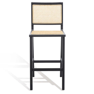 Safavieh Couture Hattie French Cane Barstool - Black/Natural