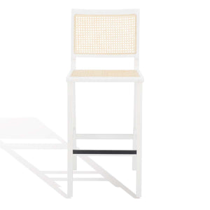 Safavieh Couture Hattie French Cane Barstool - White/Natural