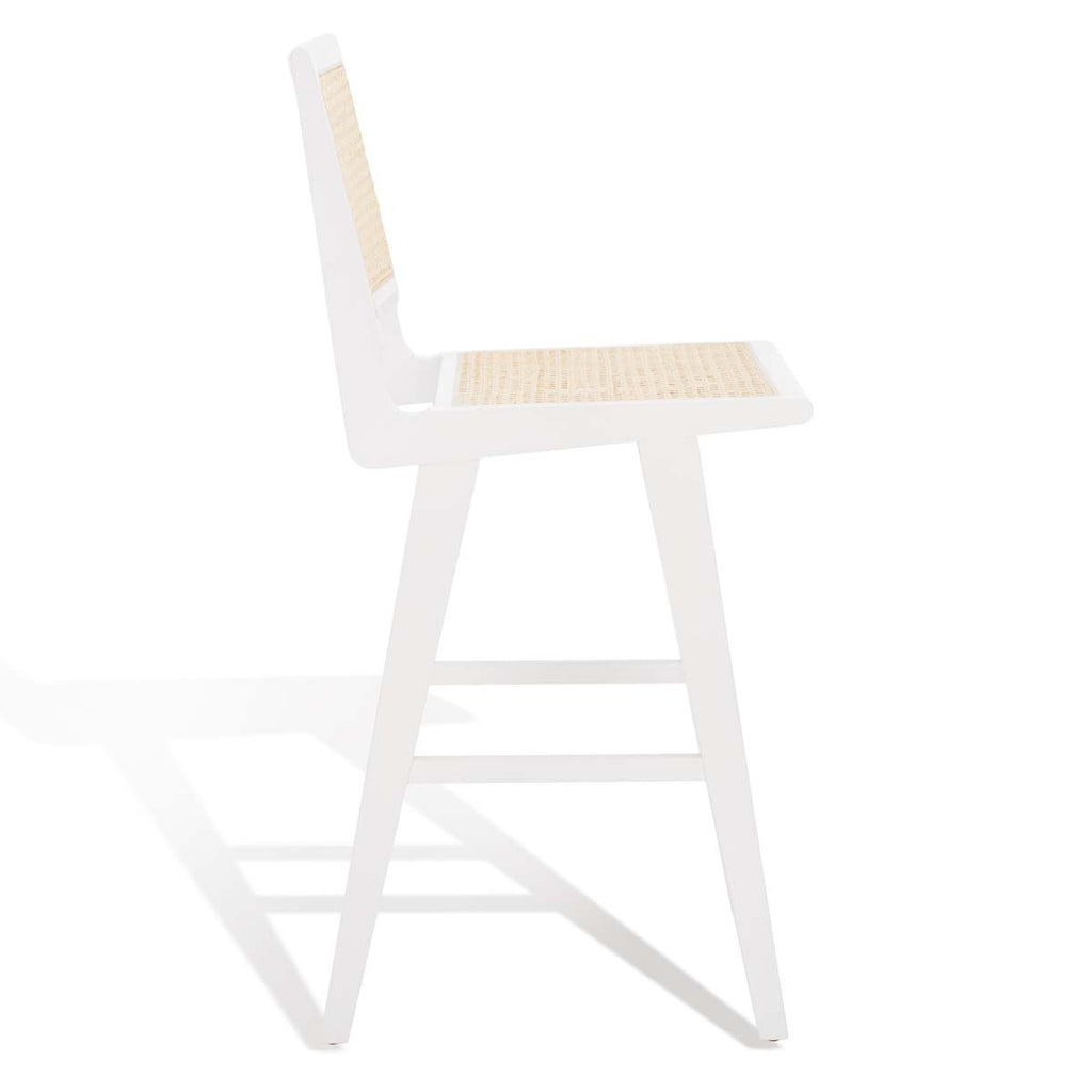 Safavieh Couture Hattie French Cane Barstool - White/Natural
