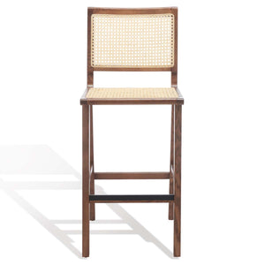 Safavieh Couture Hattie French Cane Barstool - Walnut/Natural