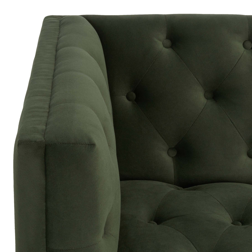 Safavieh Couture Florentino Tufted Sofa - Forest Green / Gold