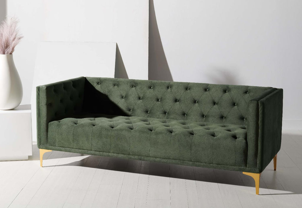 Safavieh Couture Florentino Tufted Sofa - Forest Green / Gold