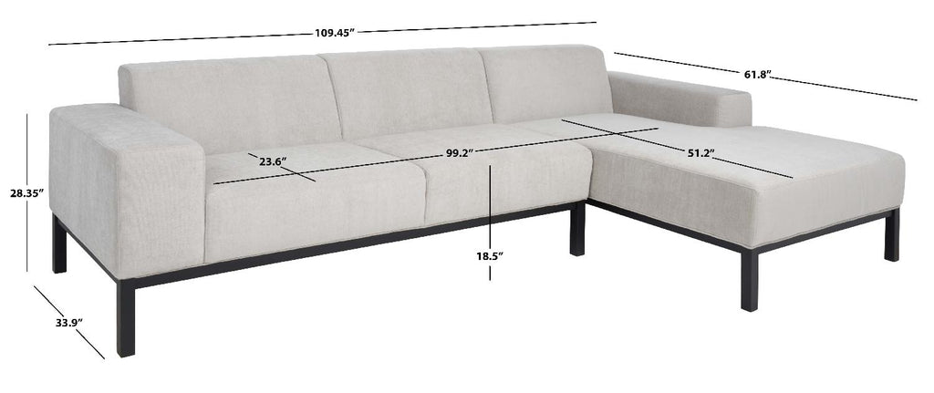 Safavieh Couture Dove Mid-Century Sectional - Light Grey / Black