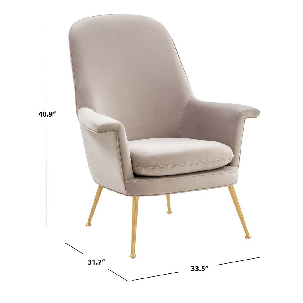 Safavieh Aimee Velvet Arm Chair-Pale Taupe