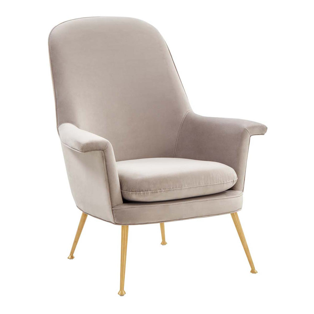 Safavieh Aimee Velvet Arm Chair-Pale Taupe