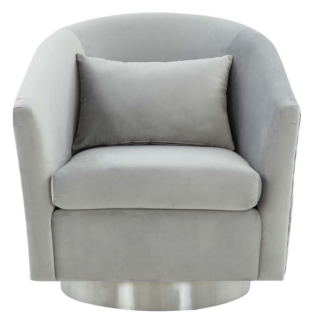 Safavieh Couture Clara Quilted Swivel Tub Chair - Light Grey