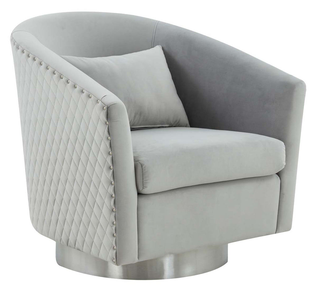 Safavieh Couture Clara Quilted Swivel Tub Chair - Light Grey