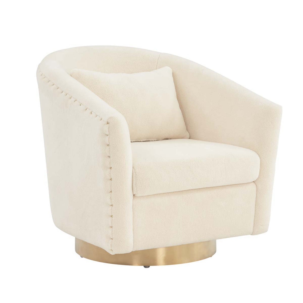 Safavieh Clara Quilted Swivel Tub Chair-Ivory