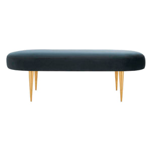 Safavieh Couture Corinne Velvet Oval Bench - Navy