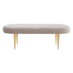 Safavieh Corinne Velvet Oval Bench-Pale Taupe