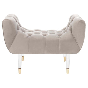 Safavieh Couture Eugenie Tufted Velvet Acrylic Bench - Pale Taupe